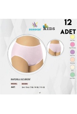 Dondeza 441 12'li Dondeza Raporlu Kız Çocuk Külot Renk asorti paket 
