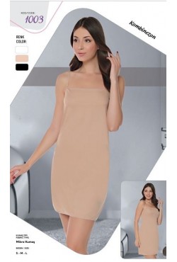 Ersoy  1003 Collection Kadın Elbise Içi Boydan Astar Ince Ayarlanabilir Askılı Düz Kombinezon