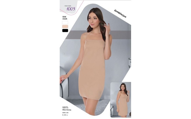 Ersoy  1003 Collection Kadın Elbise Içi Boydan Astar Ince Ayarlanabilir Askılı Düz Kombinezon