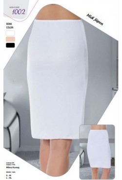 Kadın Düz İpeksi Dokulu Mikrofiber Midi Jüpon Ersoy Collection-beyaz