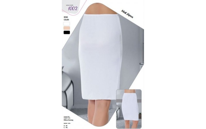 Kadın Düz İpeksi Dokulu Mikrofiber Midi Jüpon Ersoy Collection-beyaz
