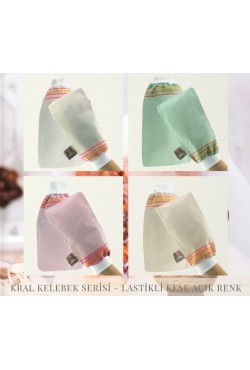 Kelebek Kese Kral Lastikli  Banyo ve Hamam Kesesi 12'li Çok Renkli asorti paket 