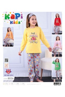 Kapi Kids 8026 Kız Çocuk Uzun Kollu Pijama Takımı 4'lü seri