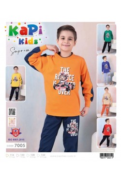 Kapi Kids 7005 Erkek Çocuk Uzun Kol Pijama Takımı 4'lü Seri  