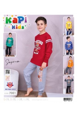 Kapi Kids 7001 Erkek Çocuk Uzun Kol Pijama Takım 4'lü Seri