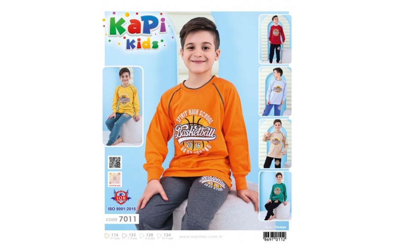 Kapi Kids 7011 Erkek Çocuk Uzun Kol Pijama Takım 4'lü Seri