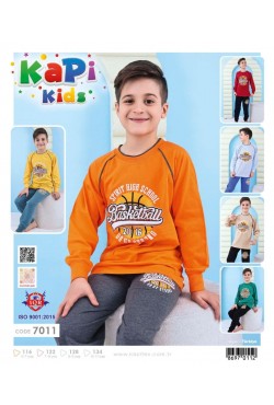 Kapi Kids 7011 Erkek Çocuk Uzun Kol Pijama Takım 4'lü Seri