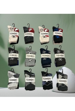 M- Boss  Erkek   Çocuk  Soket Çorap 3'lü askılı 12'li Paket Renkler Asorti 