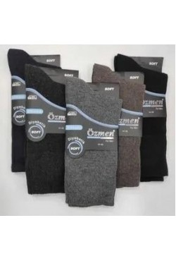 Özmen Dikişsiz Diyabet Erkek Çorap 40/44 12'li paket asorti