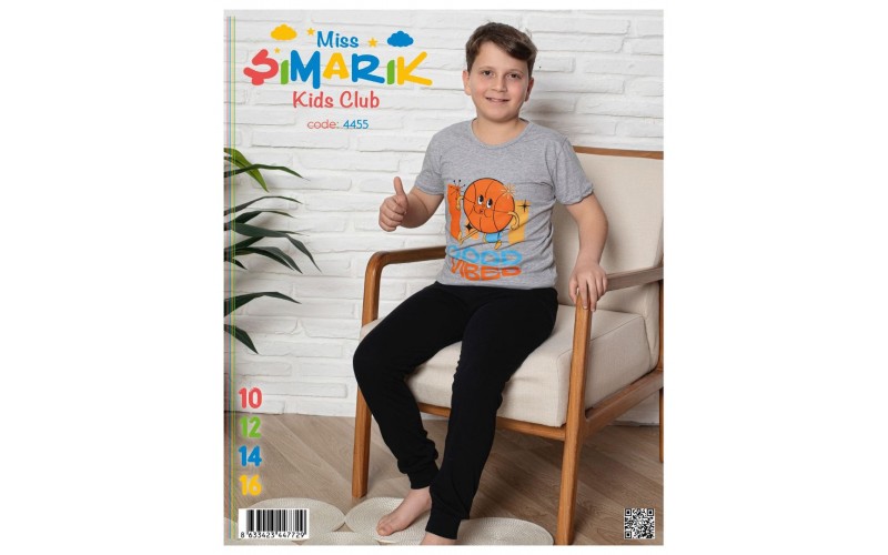 Şımarık Erkek  Çocuk Pijama Takımı gez boy lıkralı  Kısa Kol 10/12/14/16 yaş grubu 4'lü serili 