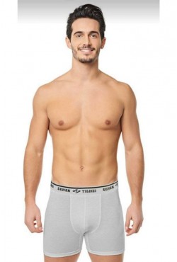 Seher yıldızı erkek likralı pamuklu boxer -gri