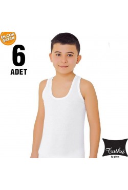 Tutku Erkek Çocuk Penye Atlet 6 ' Li Paket Beyaz