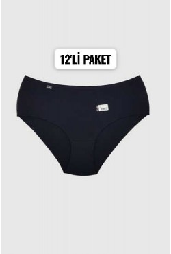 Tutku Kadın ELastan Bato Külot 12 'li Paket SİYAH