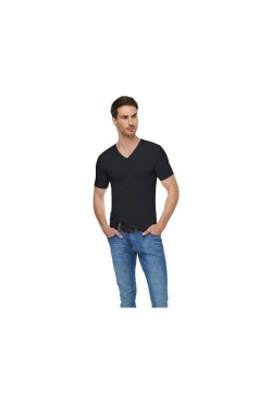 TUTKU ELİT ERKEK ELASTAN V YAKA FANİLİA SİYAH