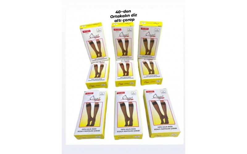 Özge Orta Kalın  40 Den Dizaltı Tül Çorap 12'Lİ Kutu