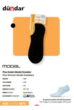 Dündar 6876 Plus Modal Sneaker  siyah 12'li paket 