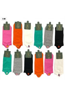 Miss Bella Kadın Nakışlı Patik 12'li Paket Asorti 