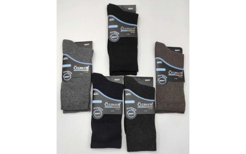 Özmen Dikişsiz Diyabet Erkek Çorap 40/44 12'li paket asorti
