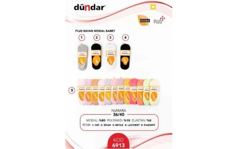 Dündar 6913 Bayan Plus Modal  Babet  Çorap 36/4 