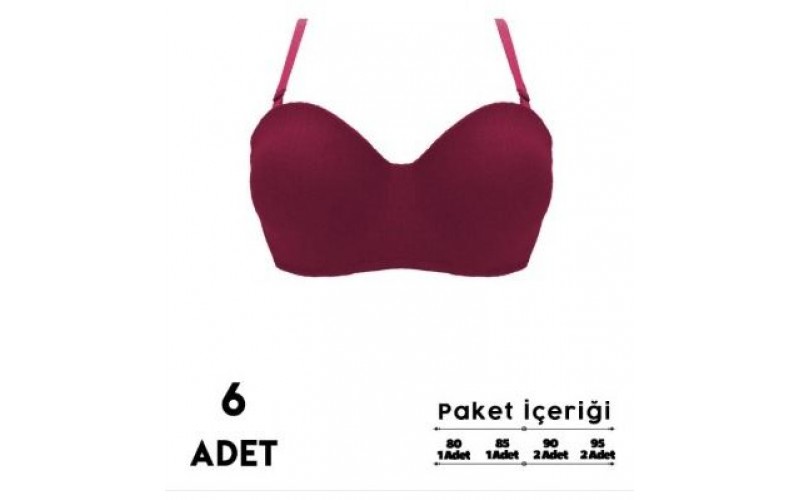 Liza 2440 Balenli Desteksiz Penye (Fitilli ) Lotus Mikro Bayan Sütyen 6'lı