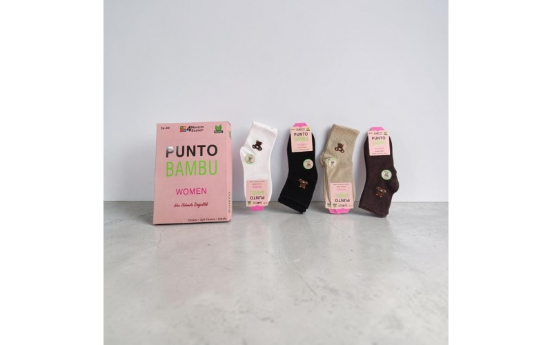Punto Kadın Bambu Yarım Konç Dikişsiz 36/40 12'li paket 